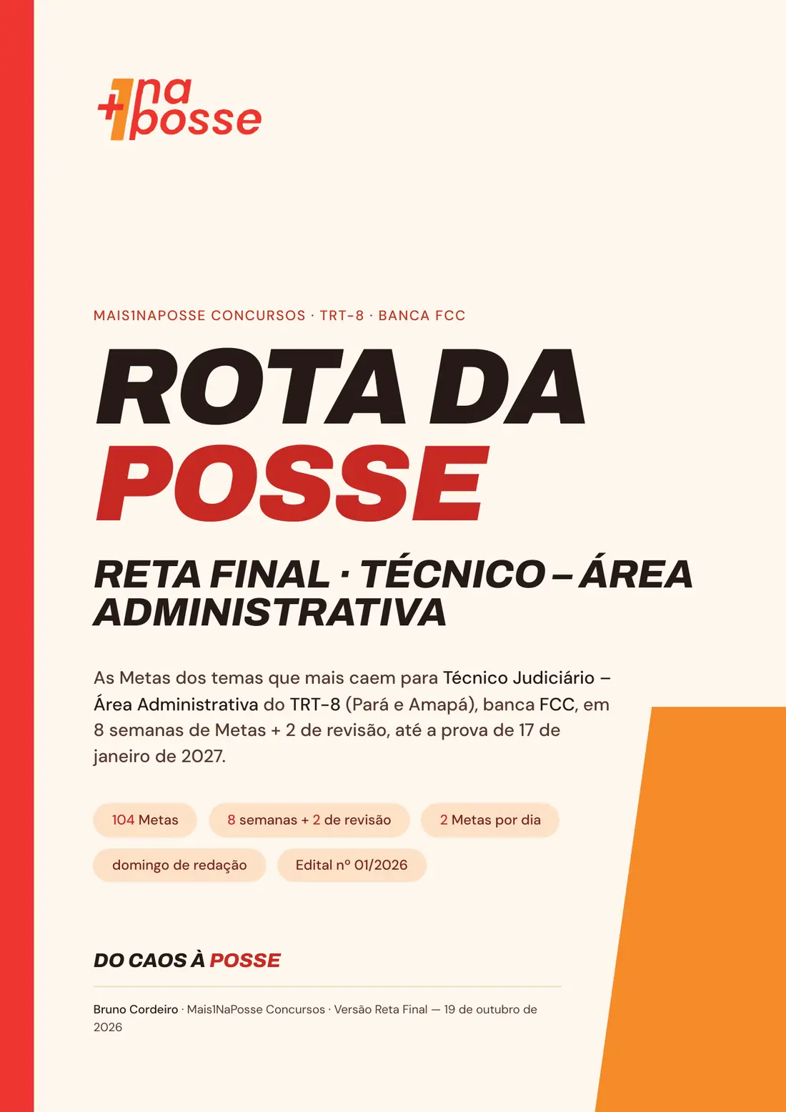 Amostra da Rota da Posse – Reta Final TJAA, página 1 de 10